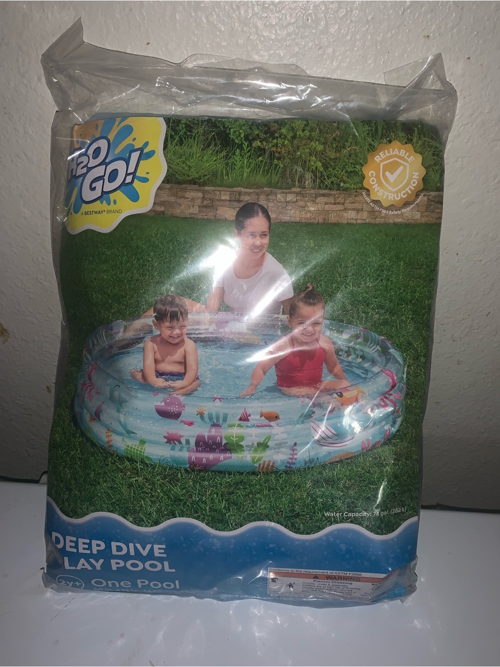 TO GO! Kids Inflatable Play Pool - Blue Ocean Print